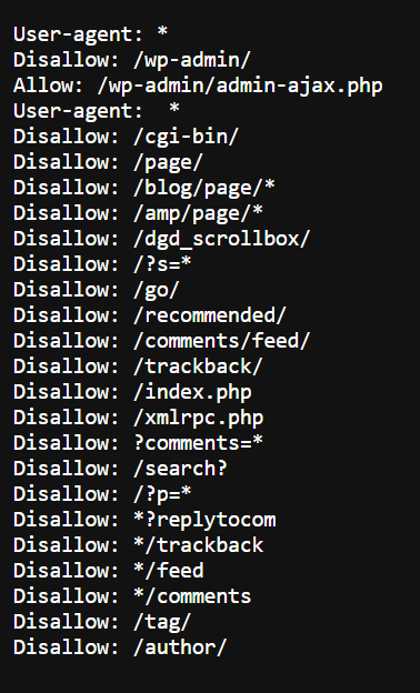 Example of robots.txt file 
