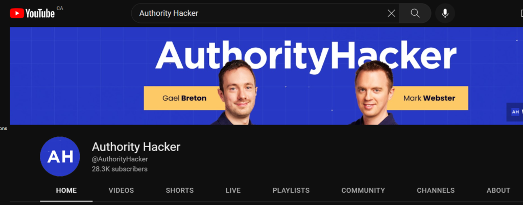 Authority Hacker - YouTube Channel for SEO