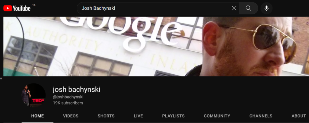 Josh Bachynski - YouTube Channel for SEO
