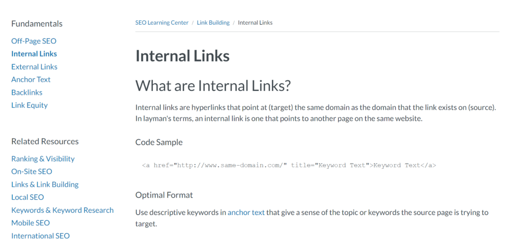 Internal linking in SEO